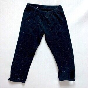 Black Glitter Legging Girl’s 7-8 Elastic Waist Legging Pants Cropped Calf SO
